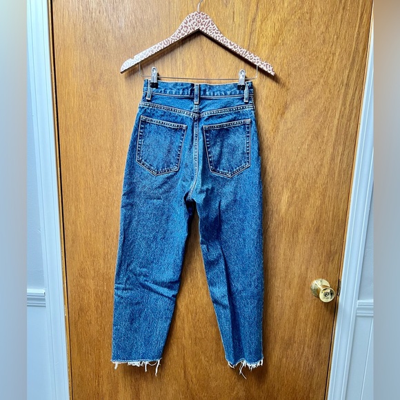 Moussy Raw Hem High Rise Cropped Denim Jeans Tapered Leg 25 - Picture 10 of 12